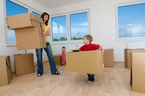 Household items being prepared for a home move in West Kensington