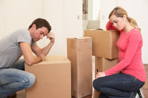 Office furniture and equipment prepared for a West Kensington commercial move