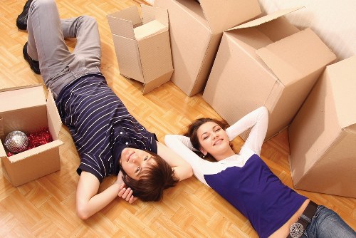 Packing and transporting office equipment during a West Kensington business move